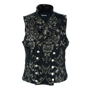 Men's Victorian Gentleman's Aristocrat Vest Tapestry Stylish Casual Vest Gold